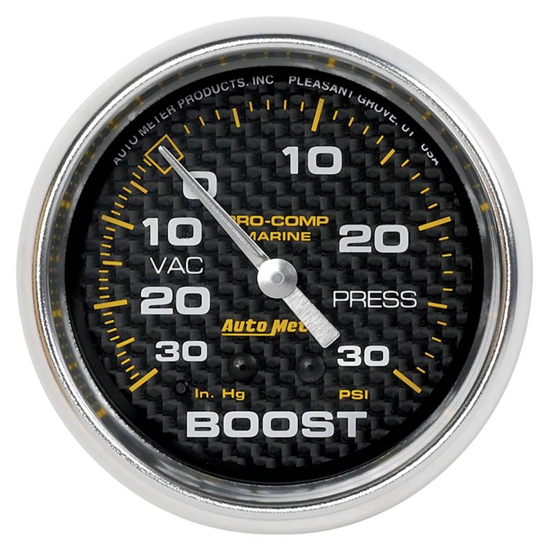 AutoMeter - AutoMeter GAUGE, VAC/BOOST, 2 5/8" , 30INHG-30PSI, MECHANICAL, MARINE CARBON FIBER 200775-40