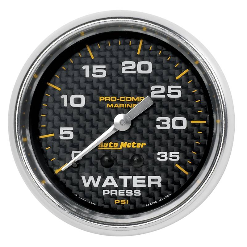 AutoMeter - AutoMeter GAUGE, WATER PRESS, 2 5/8" , 35PSI, MECHANICAL, MARINE CARBON FIBER 200773-40