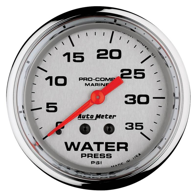 AutoMeter - AutoMeter GAUGE, WATER PRESS, 2 5/8" , 35PSI, MECHANICAL, MARINE CHROME 200773-35