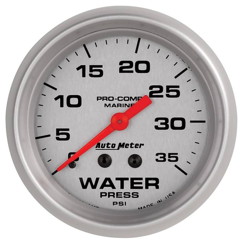 AutoMeter - AutoMeter GAUGE, WATER PRESS, 2 5/8" , 35PSI, MECHANICAL, MARINE SILVER 200773-33