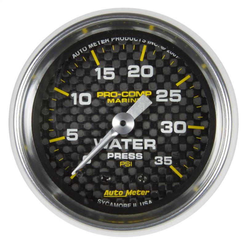 AutoMeter - AutoMeter GAUGE, WATER PRESS, 2 1/16" , 35PSI, MECHANICAL, MARINE CARBON FIBER 200772-40