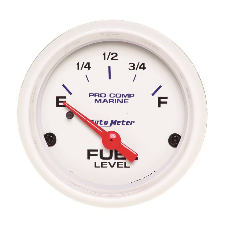 AutoMeter - AutoMeter GAUGE, FUEL LEVEL, 2 1/16" , 240OE TO 33OF, ELEC, MARINE WHITE 200760