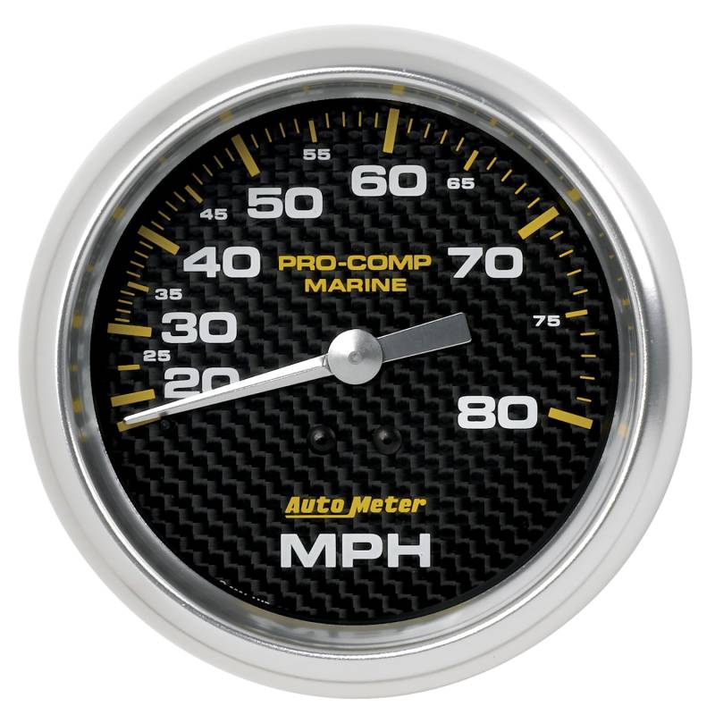 AutoMeter - AutoMeter GAUGE, SPEEDOMETER, 3 3/8" , 80MPH, MECHANICAL, MARINE CARBON FIBER 200753-40