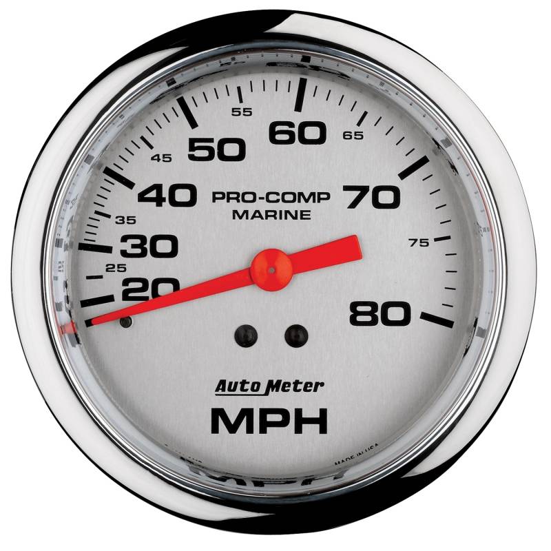 AutoMeter - AutoMeter GAUGE, SPEEDOMETER, 3 3/8" , 80MPH, MECHANICAL, MARINE CHROME 200753-35