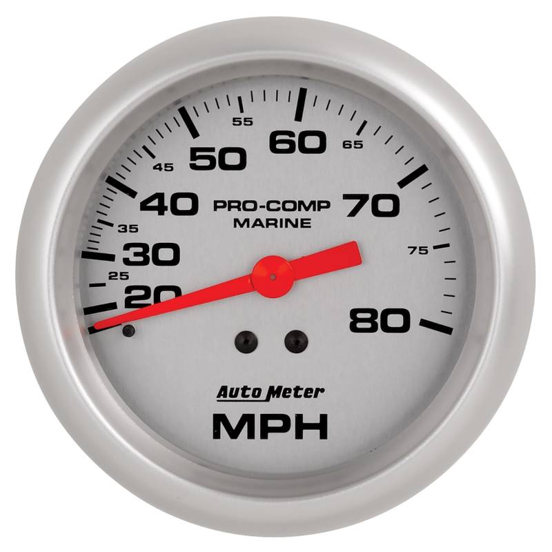 AutoMeter - AutoMeter GAUGE, SPEEDOMETER, 3 3/8" , 80MPH, MECHANICAL, MARINE SILVER 200753-33