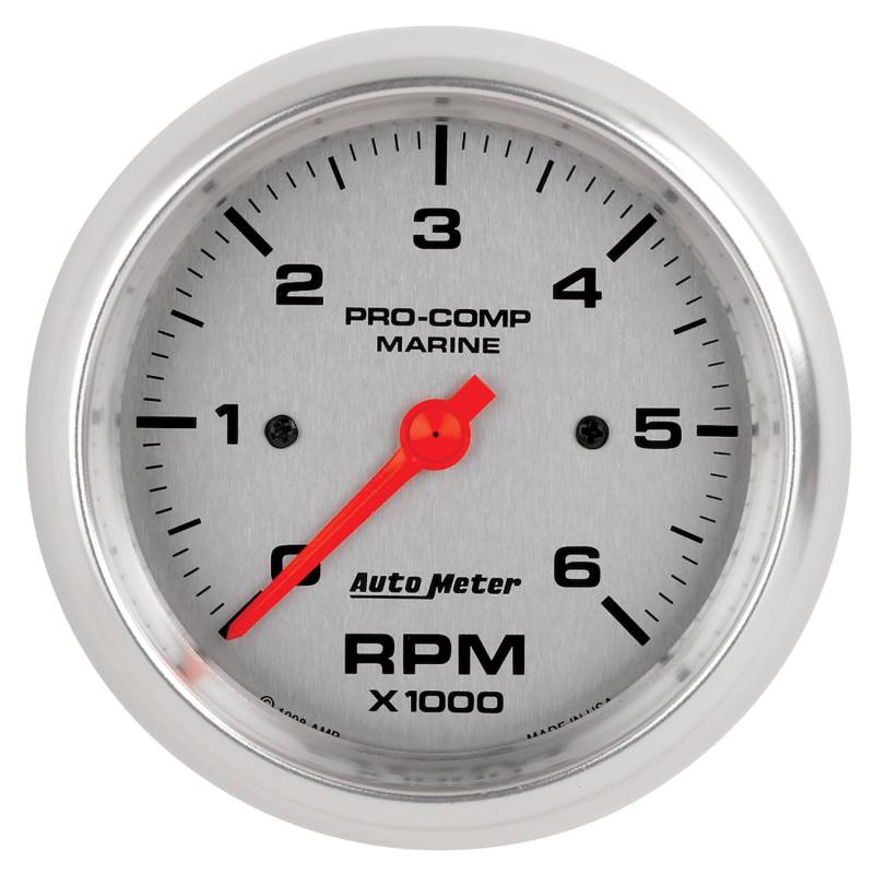 AutoMeter - AutoMeter GAUGE, TACHOMETER, 3 3/8" , 6K RPM, MARINE SILVER 200752-33