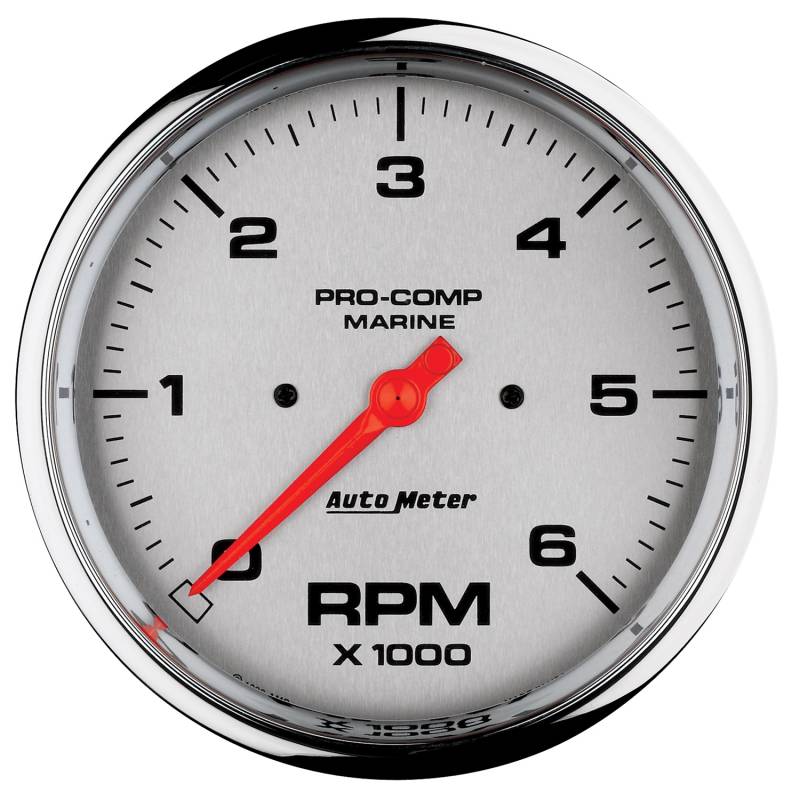 AutoMeter - AutoMeter GAUGE, TACHOMETER, 5" , 6K RPM, MARINE CHROME 200750-35