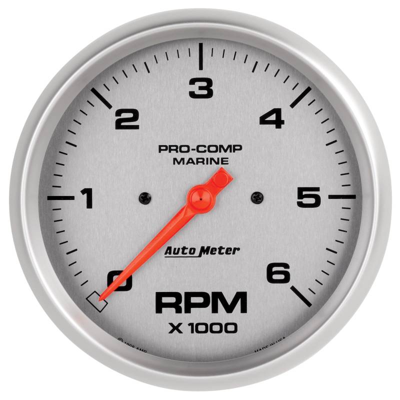 AutoMeter - AutoMeter GAUGE, TACHOMETER, 5" , 6K RPM, MARINE SILVER 200750-33