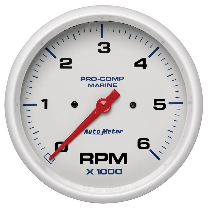 AutoMeter - AutoMeter GAUGE, TACHOMETER, 5" , 6K RPM, MARINE WHITE 200750