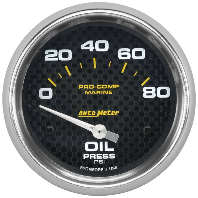 AutoMeter - AutoMeter GAUGE, OIL PRESSURE, 2 5/8" , 80PSI, ELECTRIC, MARINE CARBON FIBER 200747-40