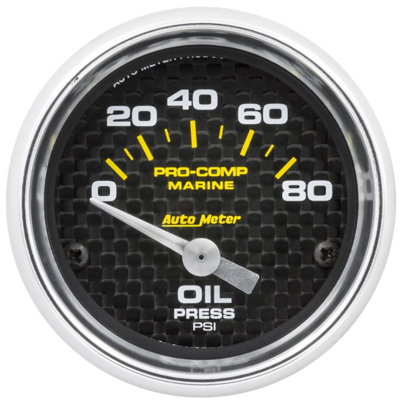 AutoMeter - AutoMeter GAUGE, OIL PRESSURE, 2 1/16" , 80PSI, ELECTRIC, MARINE CARBON FIBER 200744-40