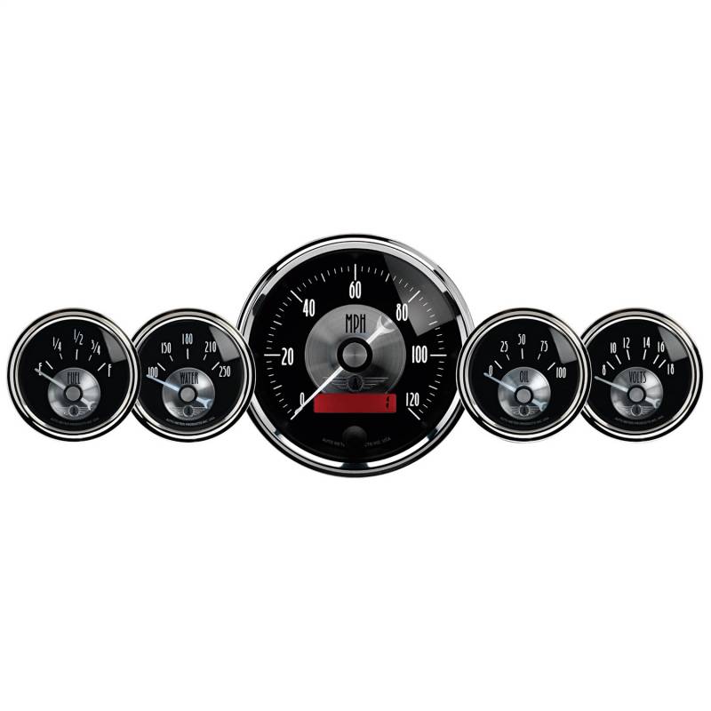 AutoMeter - AutoMeter GAUGE KIT, 5 PC, 3 3/8" & 2 1/16" , ELEC SPEEDO W/LCD ODO, PRESTIGE BLK. DIAMOND 2001