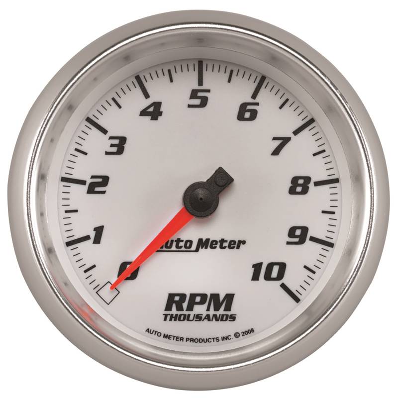 AutoMeter - AutoMeter GAUGE, TACHOMETER, 3 3/8" , 10K RPM, WHITE, PRO-CYCLE 19798