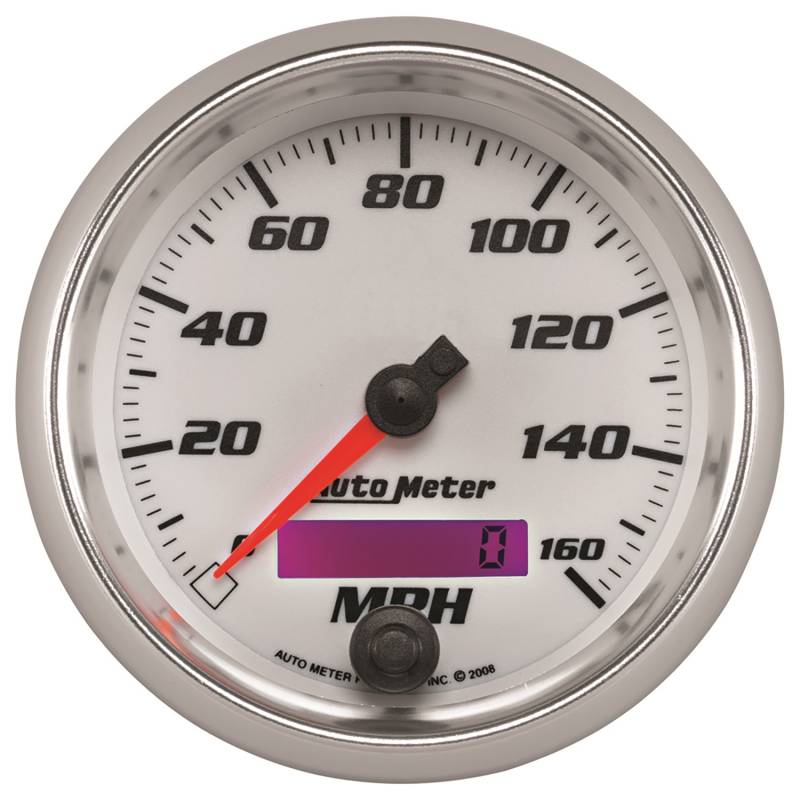 AutoMeter - AutoMeter GAUGE, SPEEDOMETER, 3 3/8" , 160MPH, ELEC. PROGRAMMABLE, WHITE, PRO-CYCLE 19789