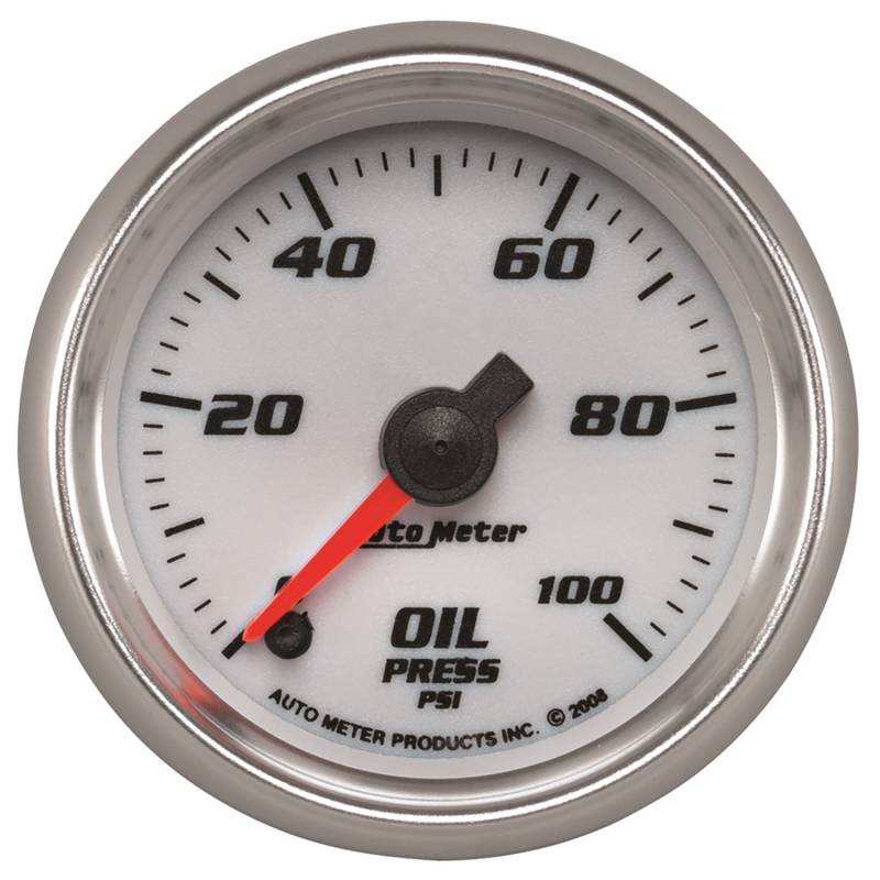 AutoMeter - AutoMeter GAUGE, OIL PRESSURE, 2 1/16" , 100PSI, DIGITAL STEPPER MOTOR, WHITE, PRO-CYCLE 19752