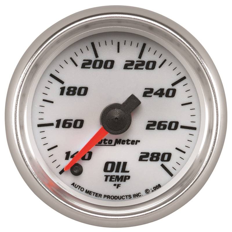 AutoMeter - AutoMeter GAUGE,OIL TEMP,2 1/16",140-280 Degrees F,DIGITAL STEPPER MOTOR,WHITE,PRO-CYCLE 19740