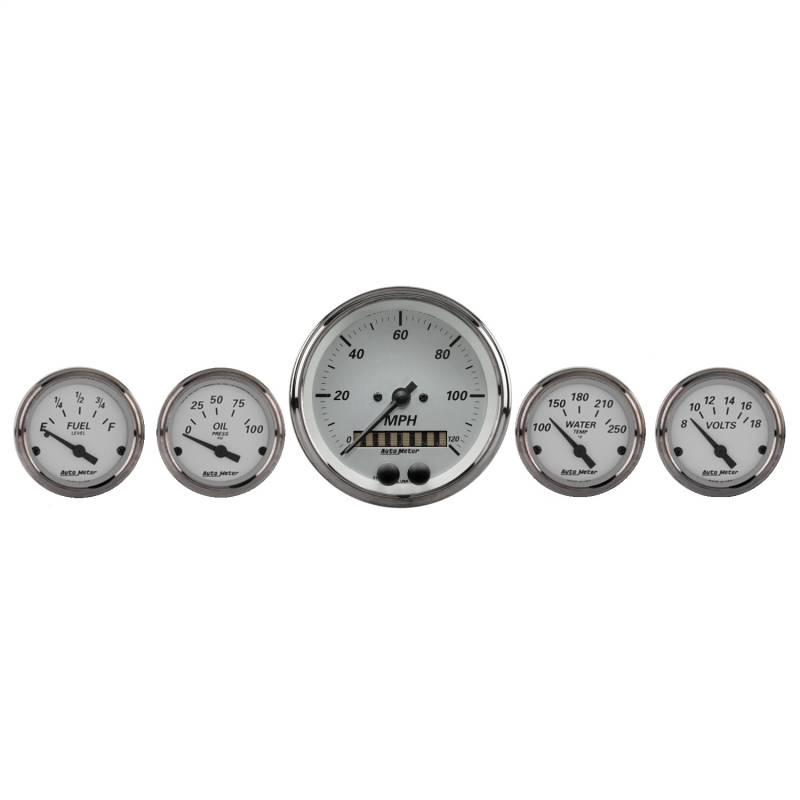 AutoMeter - AutoMeter GAUGE KIT, 5 PC., 3 3/8" & 2 1/16" , GPS SPEEDOMETER, AMERICAN PLATINUM 1950