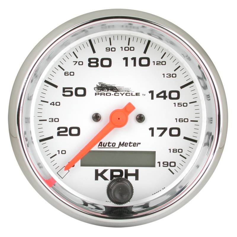 AutoMeter - AutoMeter GAUGE, SPEEDO, 3 3/4" , 120 MPH, ELEC, WHITE, PRO-CYCLE 19351