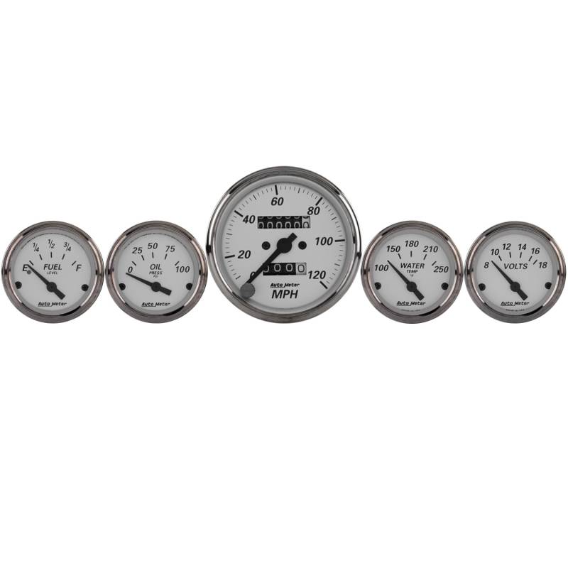 AutoMeter - AutoMeter GAUGE KIT, 5 PC., 3 1/8" & 2 1/16" , MECH. SPEEDOMETER, AMERICAN PLATINUM 1901