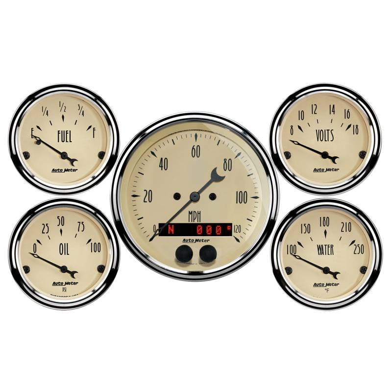 AutoMeter - AutoMeter GAUGE KIT, 5 PC., 3 3/8" & 2 1/16" , GPS SPEEDOMETER, ANTIQUE BEIGE 1850