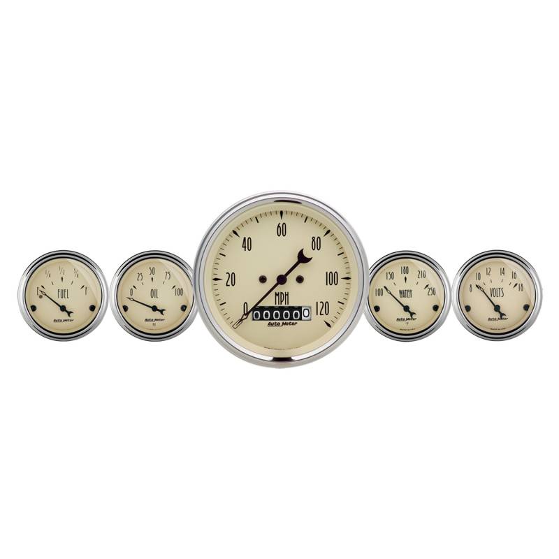 AutoMeter - AutoMeter GAUGE KIT, 5 PC., 3 3/8" & 2 1/16" , ELEC. SPEEDOMETER, ANTIQUE BEIGE 1840