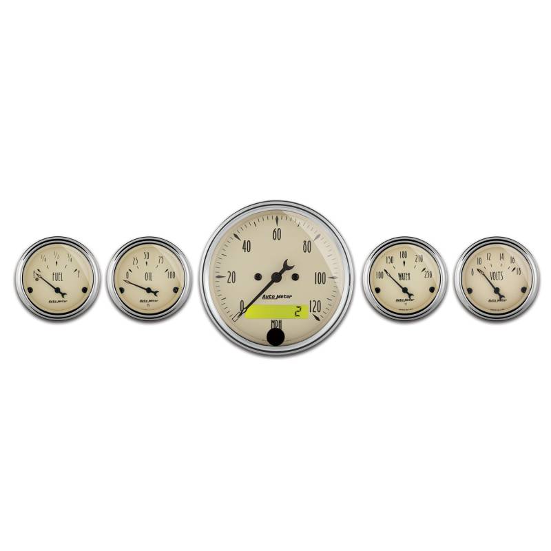 AutoMeter - AutoMeter GAUGE KIT, 5 PC., 3 1/8" & 2 1/16" , ELEC. SPEEDOMETER, ANTIQUE BEIGE 1809