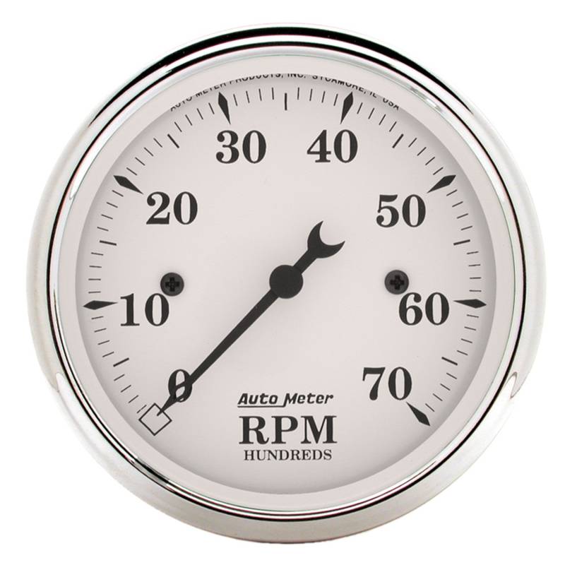 AutoMeter - AutoMeter GAUGE, TACHOMETER, 3 1/8" , 7K RPM, IN-DASH, OLD TYME WHITE 1695