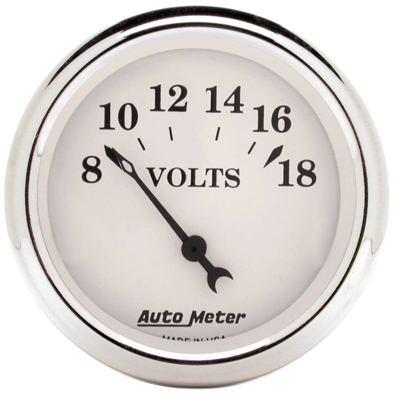 AutoMeter - AutoMeter GAUGE, VOLTMETER, 2 1/16" , 18V, ELEC, OLD TYME WHITE 1692