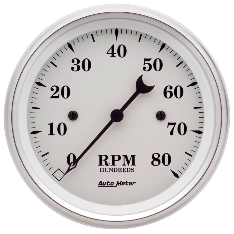 AutoMeter - AutoMeter GAUGE, TACHOMETER, 3 3/8" , 8K RPM, IN-DASH, OLD TYME WHITE 1690