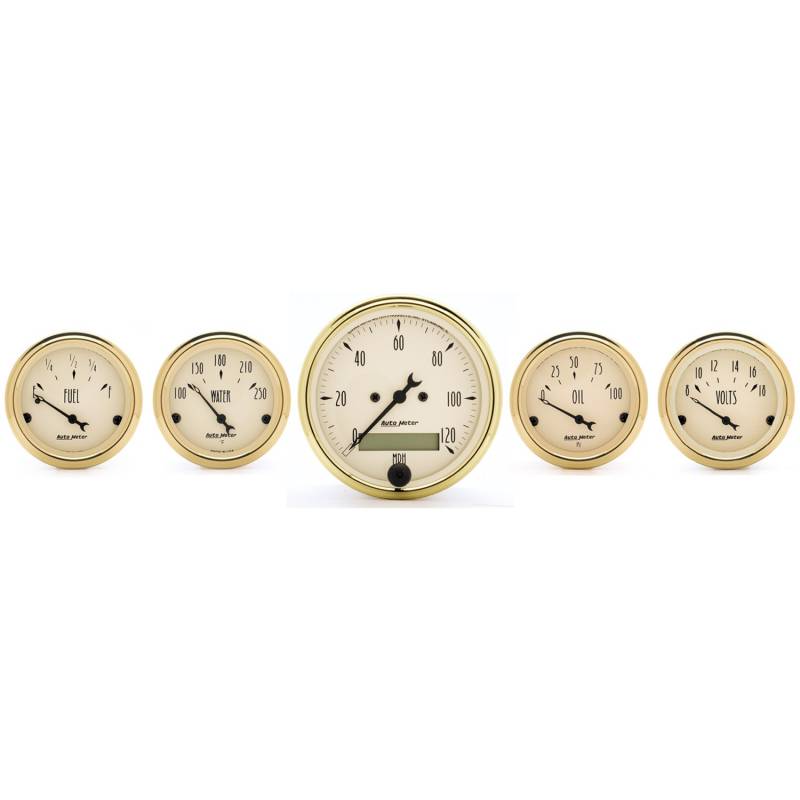 AutoMeter - AutoMeter GAUGE KIT, 5 PC., 3 1/8" & 2 1/16" , ELEC. SPEEDOMETER, GOLDEN OLDIES 1502