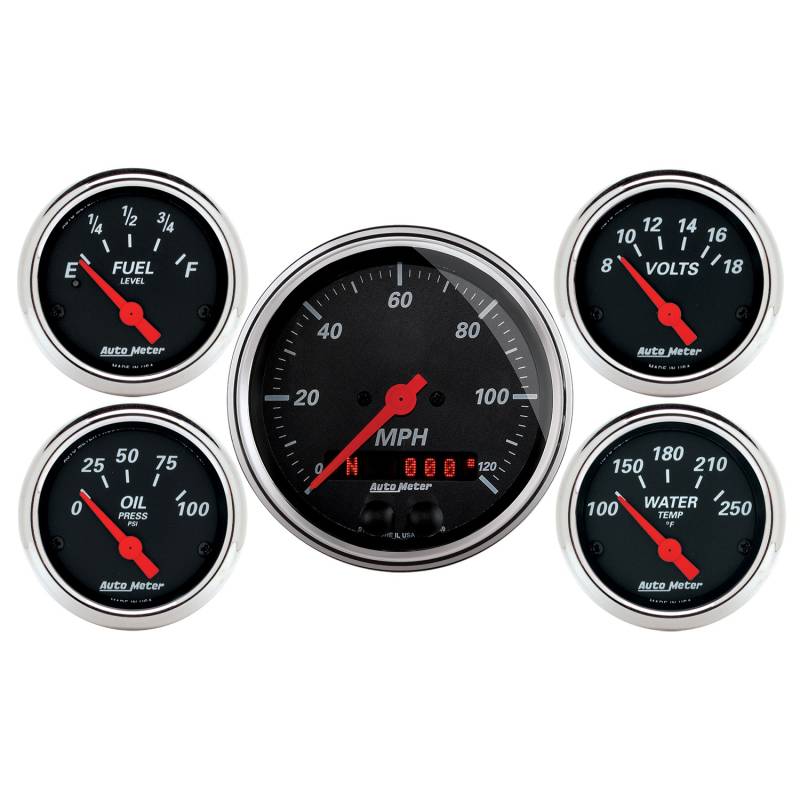 AutoMeter - AutoMeter GAUGE KIT, 5 PC., 3 3/8" & 2 1/16" , GPS SPEEDOMETER, DESIGNER BLACK 1450