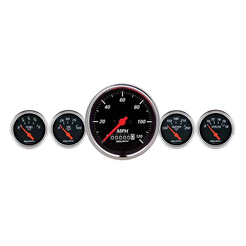 AutoMeter - AutoMeter GAUGE KIT, 5 PC., 3 3/8" & 2 1/16" , ELEC. SPEEDOMETER, DESIGNER BLACK 1440