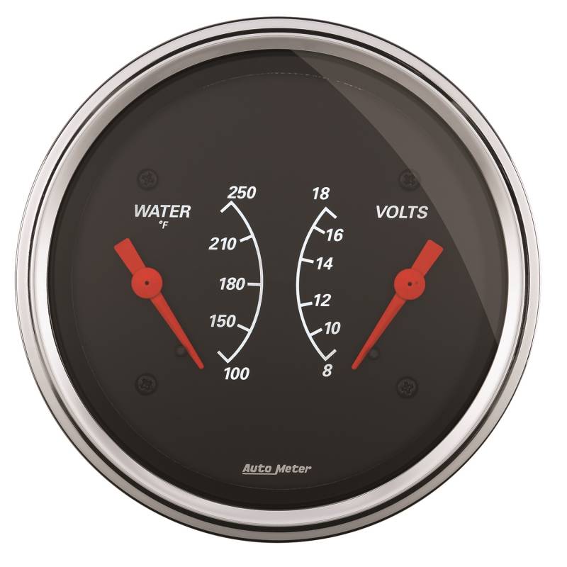 AutoMeter - AutoMeter GAUGE, DUAL, WTMP & VOLT, 3 3/8" , 250 Degrees F & 18V, ELEC, DESIGNER BLACK 1430