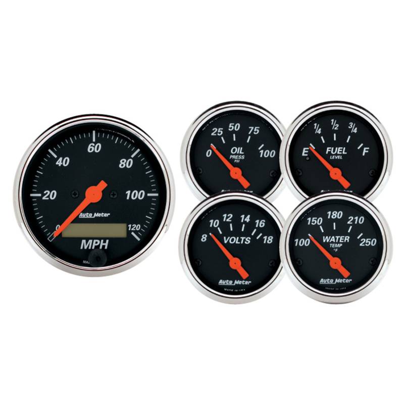 AutoMeter - AutoMeter GAUGE KIT, 5 PC., 3 1/8" & 2 1/16" , ELEC. SPEEDOMETER, DESIGNER BLACK 1421