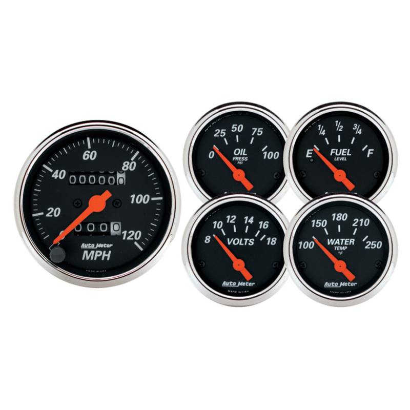 AutoMeter - AutoMeter GAUGE KIT, 5 PC., 3 1/8" & 2 1/16" , MECH. SPEEDOMETER, DESIGNER BLACK 1420