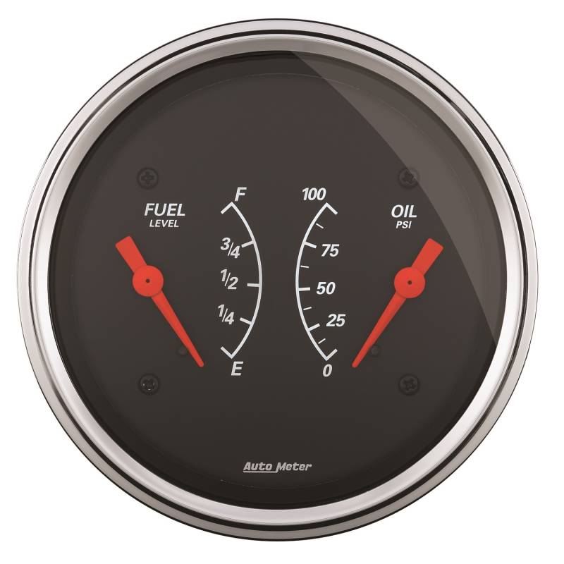 AutoMeter - AutoMeter GAUGE, DUAL, FUEL & OILP, 3 3/8" , 240OE-33OF & 100PSI, ELEC, DESIGNER BLACK 1413