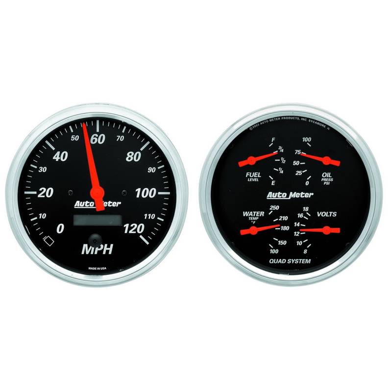 AutoMeter - AutoMeter GAUGE KIT, 2 PC., QUAD & SPEEDOMETER, 5" , DESIGNER BLACK 1403