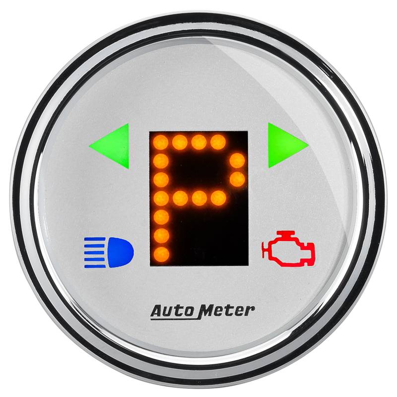 AutoMeter - AutoMeter GAUGE, GEAR POS, 2 1/16" , INCL INDICATORS, WHITE DIAL, DOME LENS, CHROME BEZEL 1360