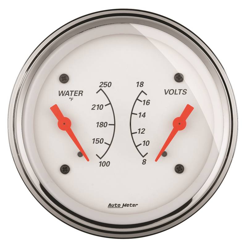 AutoMeter - AutoMeter GAUGE, DUAL, WTMP & VOLT, 3 3/8" , 250 Degrees F & 18V, ELEC, ARCTIC WHITE 1330