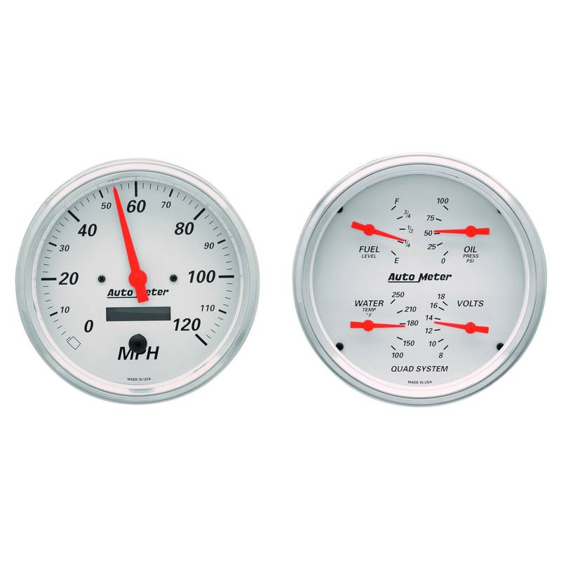 AutoMeter - AutoMeter GAUGE KIT, 2 PC., QUAD & SPEEDOMETER, 5" , ARCTIC WHITE 1303