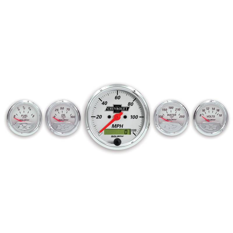 AutoMeter - AutoMeter GAUGE KIT, 5 PC., 3 1/8" & 2 1/16" , ELEC. SPEEDO., CHEVROLET HERITAGE BOWTIE 1302-00408