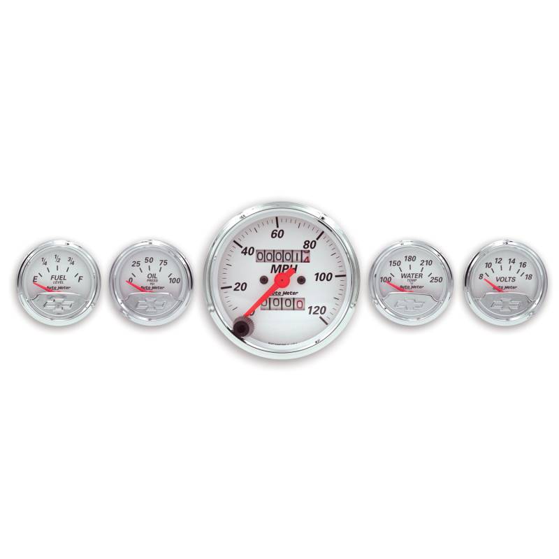 AutoMeter - AutoMeter GAUGE KIT, 5 PC., 3 1/8" & 2 1/16" , MECH. SPEEDO., CHEVROLET HERITAGE BOWTIE 1300-00408