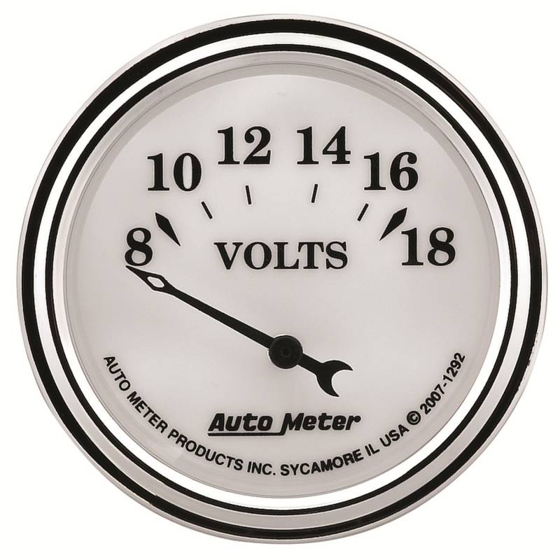 AutoMeter - AutoMeter GAUGE, VOLTMETER, 2 1/16" , 18V, ELEC, OLD TYME WHITE II 1292