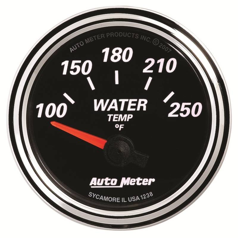 AutoMeter - AutoMeter GAUGE, WATER TEMP, 2 1/16" , 250 Degrees F, ELEC, DESIGNER BLACK II 1238