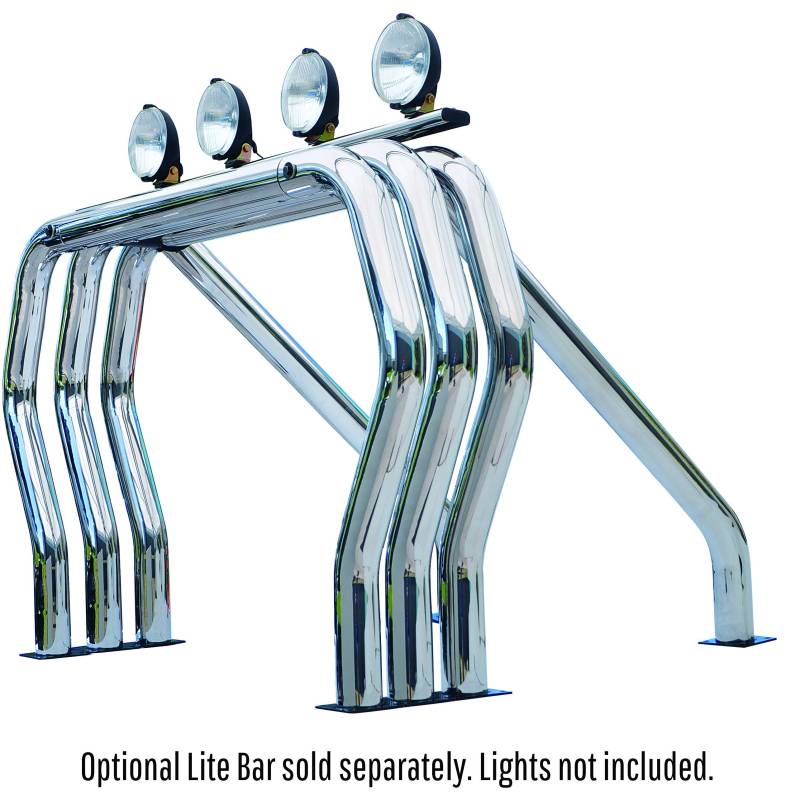 Go Rhino - Go Rhino Bed Bars Complete Kit - Triple Bar/Single Kicker (Between wheel wells) - Chrome 9009560TSC