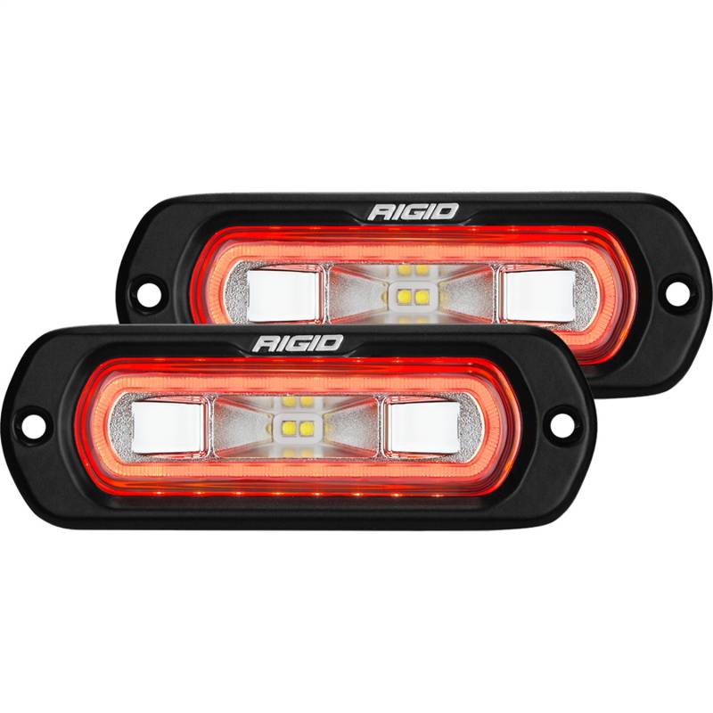 RIGID Industries - RIGID Industries RIGID SR-L Series Off-Road Spreader Pod, Flush Mount, Red Halo, Pair 53222