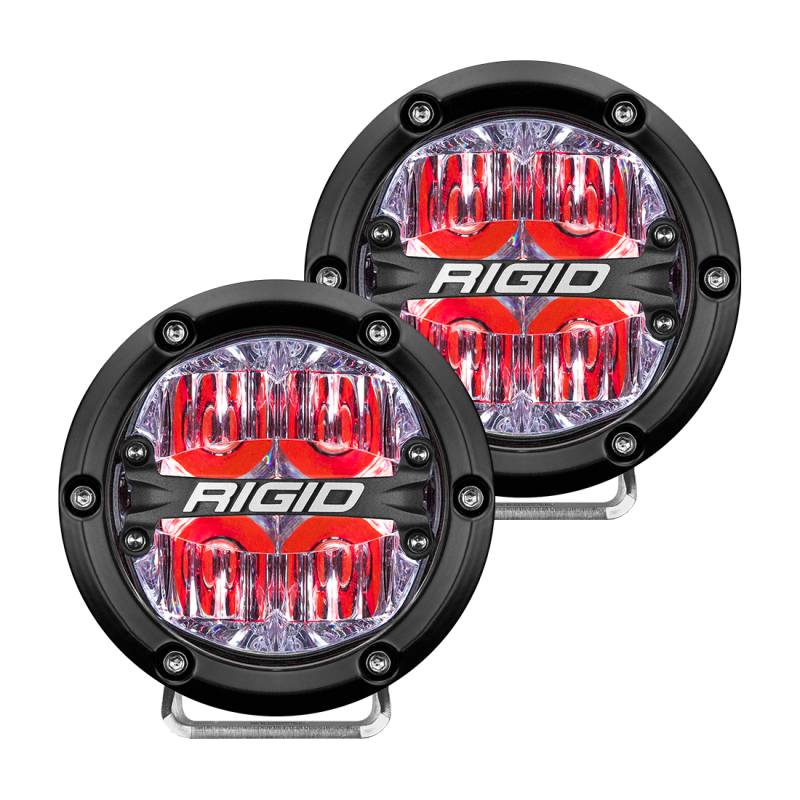 RIGID Industries - RIGID Industries RIGID 360-Series 4 Inch Off-Road LED Light, Drive Beam, Red Backlight, Pair 36116