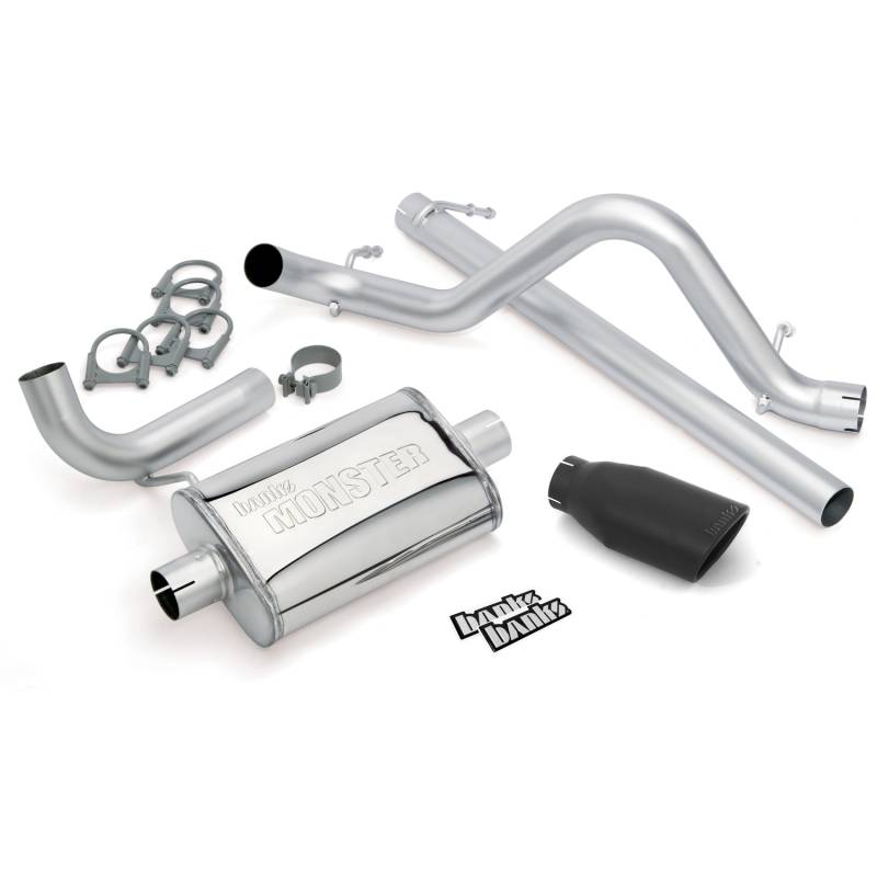 Banks Power - Monster Exhaust System Single Exit Black Ob Round Tip 07-11 Jeep 3.8L Wrangler 2 Door Banks Power