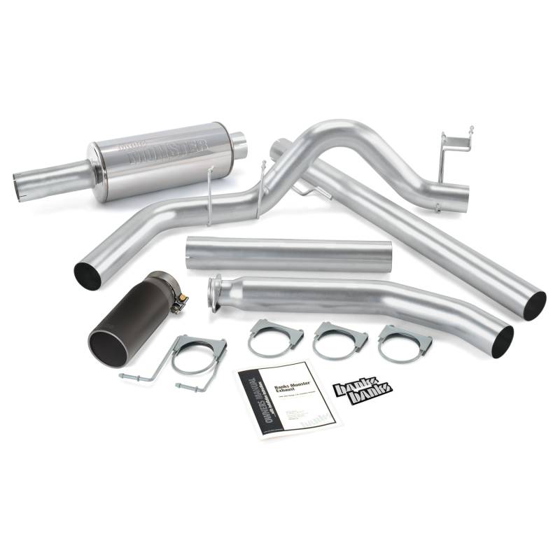 Banks Power - Monster Exhaust System Single Exit Black Round Tip 98-02 Dodge 5.9L Standard Cab Banks Power