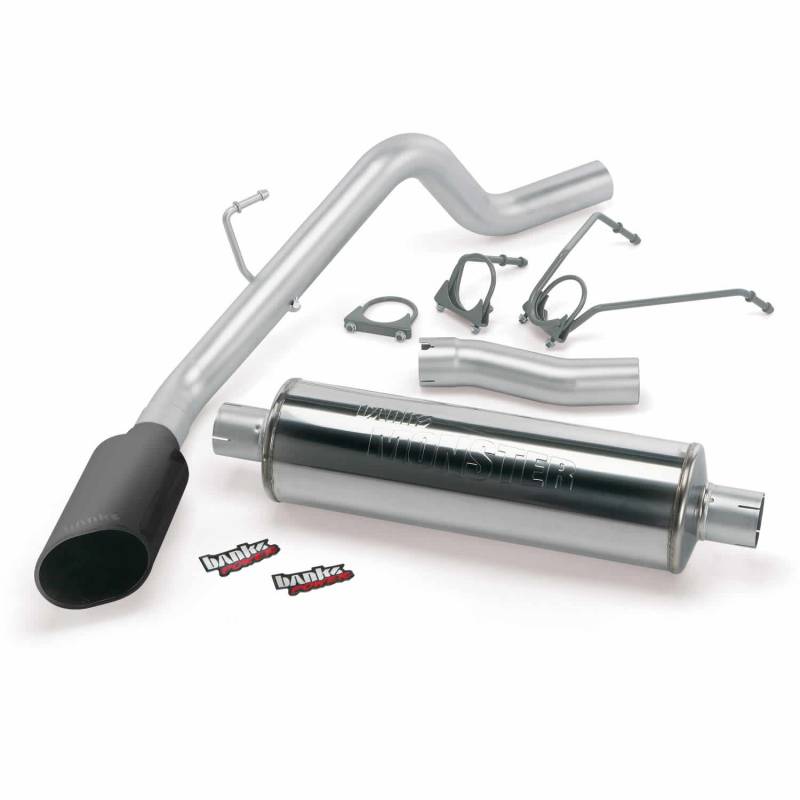 Banks Power - Monster Exhaust System Single Exit Black Ob Round Tip 03 Dodge 5.7L Hemi 1500 CCSB Banks Power